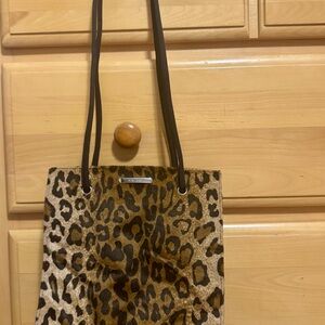 Vintage Nine West Leopard Print Tote with Black Handles